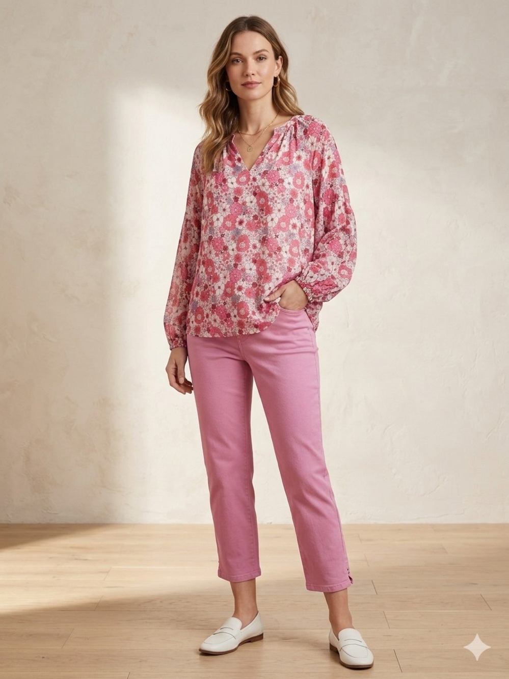 Blair Pink Jeans Women Size 12 Stretch Denim High Rise Straight Leg Capri Pants